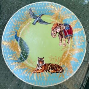 William Sonoma Vibrant 10.5 “ Wildlife Dinner Plate - Green and Blue 10.5”